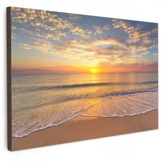 onlywow Leinwand Bilder Sonnenuntergang Meer | Gr.: 150 x 100%, cm,