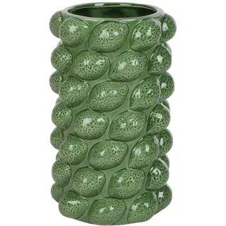 Keramikvase Zitrone Tischvase Blumenvase Dekovase Bodenvase Tischdeko gelb grün 16x26,5cm, Farbe:grün