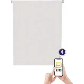 Elektrisches Rollo SUNLINES "Akkurollo Structure", weiß, B:60cm H:220cm, Kunststoff, Metall, Polyester, Rollos, appgesteuert via Bluetooth, weißer Fallstab