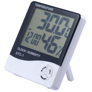 Dedom Raumthermometer Thermometer mit LCD-Anzeige,kleiner digitaler Reisewecker, Zusammenklappbar,wandmontiert,Aufbewahrung,mit Uhrzeit,Wecker