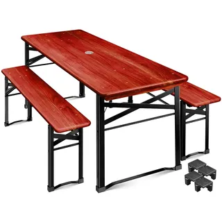 KESSER Bierzeltgarnitur 3 teiliges-Set, Festzeltgarnitur, 170cm, Klappbar, 2x Bierbank, 1x Biertisch, Bodenschoner braun 46 cm x 75 cm x 170 cm