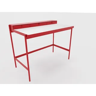 PS 20 Sekretär/Schminktisch Rubinrot (RAL 3003) Laminat Weiß