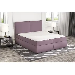Boxspringbett KITI 120 x 200 mit 2 Bettkästen, Bonell-Matratze und Topper. Farbe: Rosa - Rosa