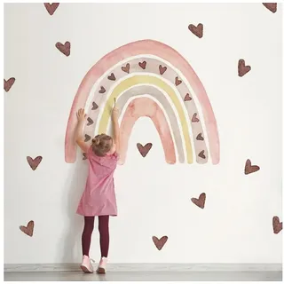 Montegoni Wandtattoo Kinder Wandsticker,Selbstklebende (Wandaufkleber mit Herz-Regenbogenmuster), Deko Kindergarten Home Dekoration,wandtattoo für Mädchenzimmer SF39061