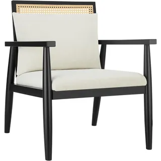 Tectake Loungesessel, Manuela mit extra Rückenkissen, große Rückenlehne mit Wiener Geflecht, 67 x 70 x 82 cm Wohnzimmer, Sessel, Polstersessel