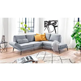 Ecksofa Wohnlandschaft Eckgarnitur Tizian Stoff blue grey grau 255x207 cm