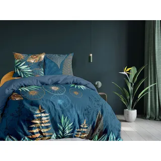 CALITEX 3-teiliges Bettwäscheset, 240 x 220 cm, Selva, 100% Baumwolle, Blau, 240 x 220 cm