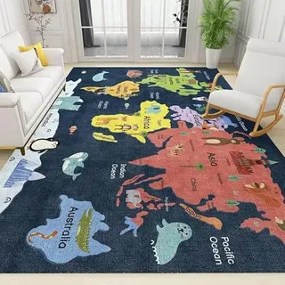 keepmore Weltkarte Bereich Teppich 3D Weltraum Universum Planet Boden Teppiche Tier Druck Matten für Kinder Zimmer Schlafzimmer Wohnzimmer