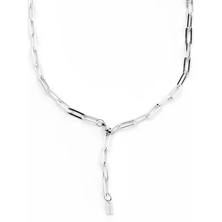 THIORA Y-Kette Island Links Y-Halskette Damen – Gliederkette Edelstahl 54 cm (Einzelartikel, Einzelschmuckstück – Halskette), Verstellbar, wasserfest, allergikerfreundlich, Statement-Design silberfarben