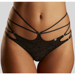 Tanga JETTE, Damen, Gr. 44/46, schwarz, Microtouch, Obermaterial: 90% Polyamid, 10% Elasthan, figurbetont, Unterhosen Tanga, in aufregender Bänder-Optik