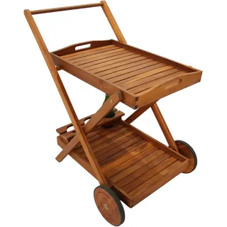 Servierwagen mit Rollen aus Akazienholz, ca. 82 x 60 x 90 cm
