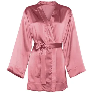 Sitheim-Europe Damenbademantel Satin-Bademantel in viele Farbe, Satin, Gürtel, Wunderbar weich rosa