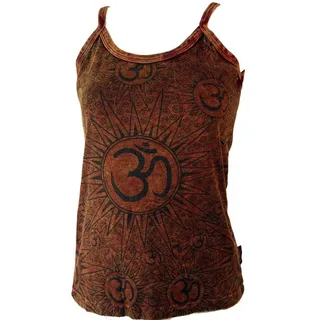 Guru-Shop T-Shirt Yoga Top Om, BohoTop, Goastyle Sommertop - rost Festival, Ethno Style, alternative Bekleidung braun