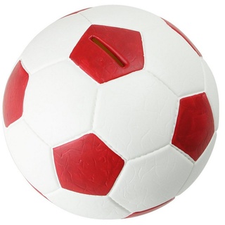 HMF Spardose 4790, Fußball in Lederoptik, 15 cm Durchmesser rot