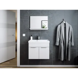 Magnolia Home Badmöbel-Set Badmöbel-Set Slimline Vega 2tlg mit Spiegel SoftClose weiss hochglanz, Soft-Close