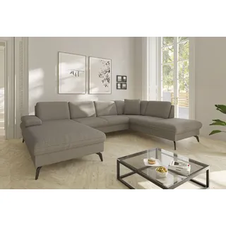 Wohnlandschaft SIT & MORE "Morris Jubi U-Form, B: 300 cm, Armteilverstellung", grau (taupe), B:300cm H:83cm T:202cm, 95% Polyester, 5% Polyamid, Sofas, Wohnlandschaft, optional mit Bettfunktion, 1 Zierkissen, komfortable Sitzhöhe 44 cm