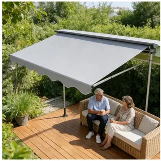 Ferghana Klemmmarkise Klemmmarkise Ohne Bohren, Balkonmarkise Höhenverstellbar (Sonnenschutz Wasserdicht UV-beständig, Sonnenmarkise für Terrasse Balkon Garten) Sichtschutz Markise grau 300 cm