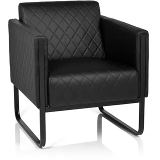 HJH Office Loungesessel ARUBA BLACK Kunstleder 56 x 54,5 x 73 cm Schwarz mit Armlehnen