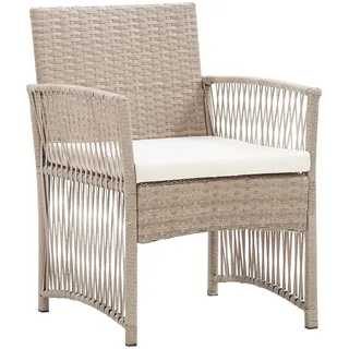 vidaXL Gartensessel mit Sitzkissen 2 Stk. Beige Poly Rattan