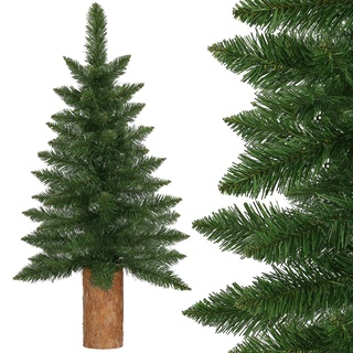 SPRINGOS Künstlicher Weihnachtsbaum grüne Tanne mit echtem Stamm 100 cm