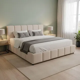 Juskys Polsterbett Florenz 180 x 200 cm ohne Matratze Beige