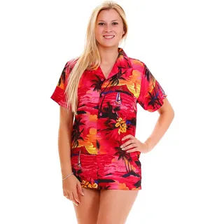 V.H.O. Funky Hawaiibluse, Hawaiihemd, Kurzarm, Surf, Pinkisch-Rot, M - M