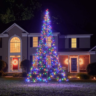 Fairybell LED-Weihnachtsbaum für draussen - 4 Meter - 640 LEDs - Weihnachtsbaum inklusive Mast - Multi Colour