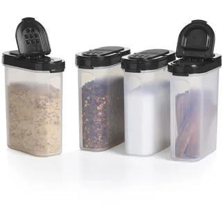 Tupperware Große Gewürzstreuer, 4er Set, hält trockene Kräuter und Gewürze frisch, BPA-frei, spülmaschinenfest