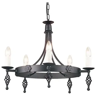 Kronleuchter Hängelampe Deckenleuchte Stahl Schwarz D 60 cm Esszimmerlampe