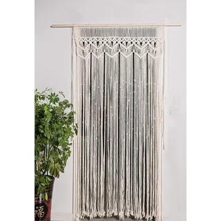 Hysunland Makramee-Vorhänge für Fenster/Türen, handgefertigt, Boho-Vorhänge für Schlafzimmer, Hochzeit, Fotohintergrund, 95 cm B x 203 cm L