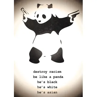 Banksy Destroy Racism Panda Poster Kleinformat Plakat 39,5 x 55 cm