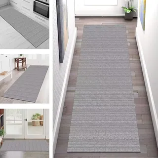 Teppich Läufer Flur Küche rutschfest waschbar Küchenläufer Korridor Tepiche Lang 40X180CM Grau Schwarz Weiß Teppichläufer Meterware Kücheteppich Schlafzimmer Wohnzimmer Flurmatte Breit 40-120cm