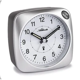 Atlanta 1794/19 Funkwecker Licht Snooze Analog Geräuscharm Silber Radio Control