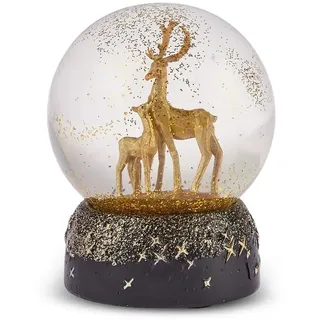 Karaca Weihnachten Hirsch Led Licht Schneekugel, (8cmx8cmx10.5cm), Schwarz Gold