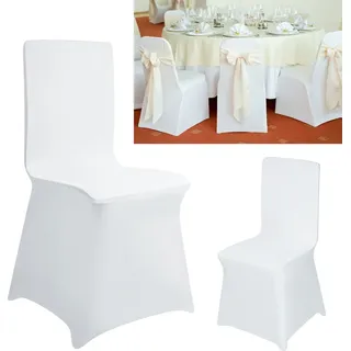 LZQ 100 Stück Universell Stuhlhussen Stuhl Husse Stretch Weiß Stuhlbezüge Bankettstuhl Moderne für Hochzeiten und Party Dekoration - Weiß