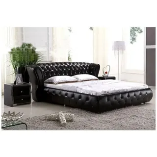 JVmoebel Polsterbett Chesterfield Lederbett in Schwarz mit elegantem Design, Made in Europa schwarz