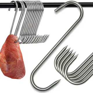Räucherhaken Fleischhaken S Haken Edelstahl 20 Stück 15 cm 3 mm für Wurst Schinken Speck Räucherofen - Silber