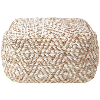 Homescapes Sitzpouf Sierra Baumwolle 60 x 30 x 60 cm Beige/Weiß