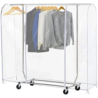 Big Große Schutzhülle Für Kleiderständer, 152x180x50 Cm, Transparentes Wasserdichtes Plastik, Einfaches Öffnen Und Schließen, Kleiderständer Nicht Enthalten