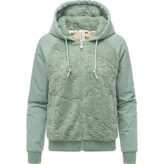 Ragwear Damen, Plüsch Jacke mit gemustertem Teddyfleece, Zipper und Kapuze Talianita YOUMODO", Dusty Green Gr. S - S