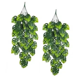 Künstliche Hängepflanzen Monstera 2 Stück UV-beständig 80cm