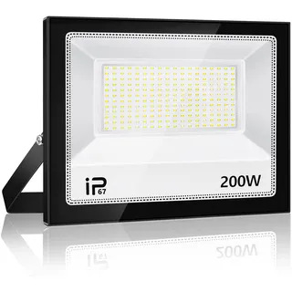 YZYFACAI 200W LED Strahler Außen,Superhell 20000LM LED Scheinwerfer,7000K Kaltweiß Scheinwerfer,IP67 Wasserdichte Außenstrahler,für Hinterhof,Innenhöfe,Auffahrt,Garage,Flur