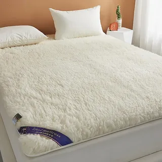 SDCGB Premium Schafwollvlies Matratzenschoner 100% Waschbar und Umkehrbare Matratzenschutz aus Wolle Matratze aus Dicker Reiner Wolle für Twin/Full/Queen/King(180 x 200 cm, White)
