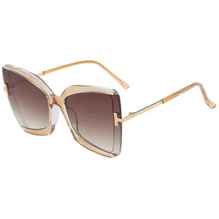 Rnemitery Sonnenbrille Große Damen Polarisiert brille Modestil Sonnenbrille UV-400 Schutz braun