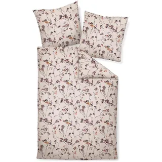 JANINE Davos Floral Baumwolle Lila 135 x 200 cm + 80 x 80 cm