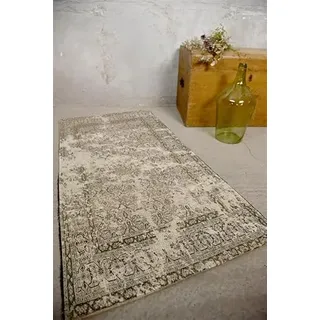 Vintage Teppich Vorleger Läufer Handgearbeitet Chenille Leder Jute Teppich Wohnzimmer Schlafzimmer Flauschig Weich Shabby Landhaus Style Muster Antik (799700 Chenille 70x140cm Grau Creme)