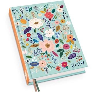 Blumenwiese Taschenkalender 2024 - Blumen-Design - Terminplaner mit Wochenkalendarium - Format 11,3 x 16,3 cm