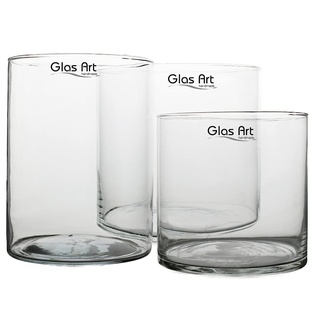 Glasvase Dekovase Klarglas Zylinder Deko-Glasbehälter 15cm/20cm hoch Wohnzimmer (15x15cm)