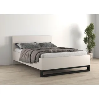 Bettgestell HOME AFFAIRE "Bronne, Topeseller, Industrial Design", kaschmir, kaschmir, schwarz, B:168cm H:93,5cm L:208,6cm, Betten, Bettgestell, Stauraumbett in drei Breiten, stabil mit Kufen in Metalloptik