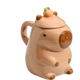 Capybara Tasse, Süße Tasse Aus Keramik Capybara Kaffeebecher Capybara Becher Kaffeetassen Heißgetränkebecher Weihnachten Geschenk Für Geburtstage, Frauen, Mädchen, Freundin, 14.1x10.3x11.4cm